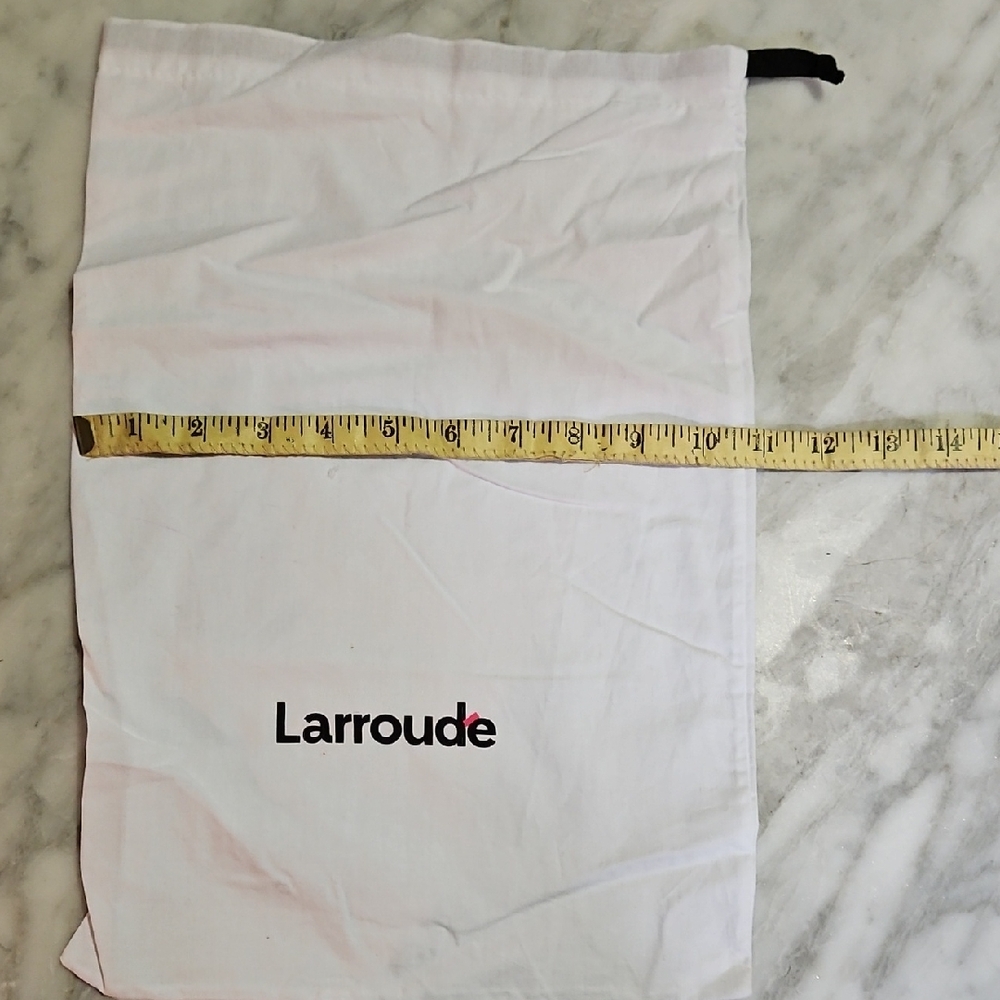 Larroude White Dust Bag with Black Drawstring